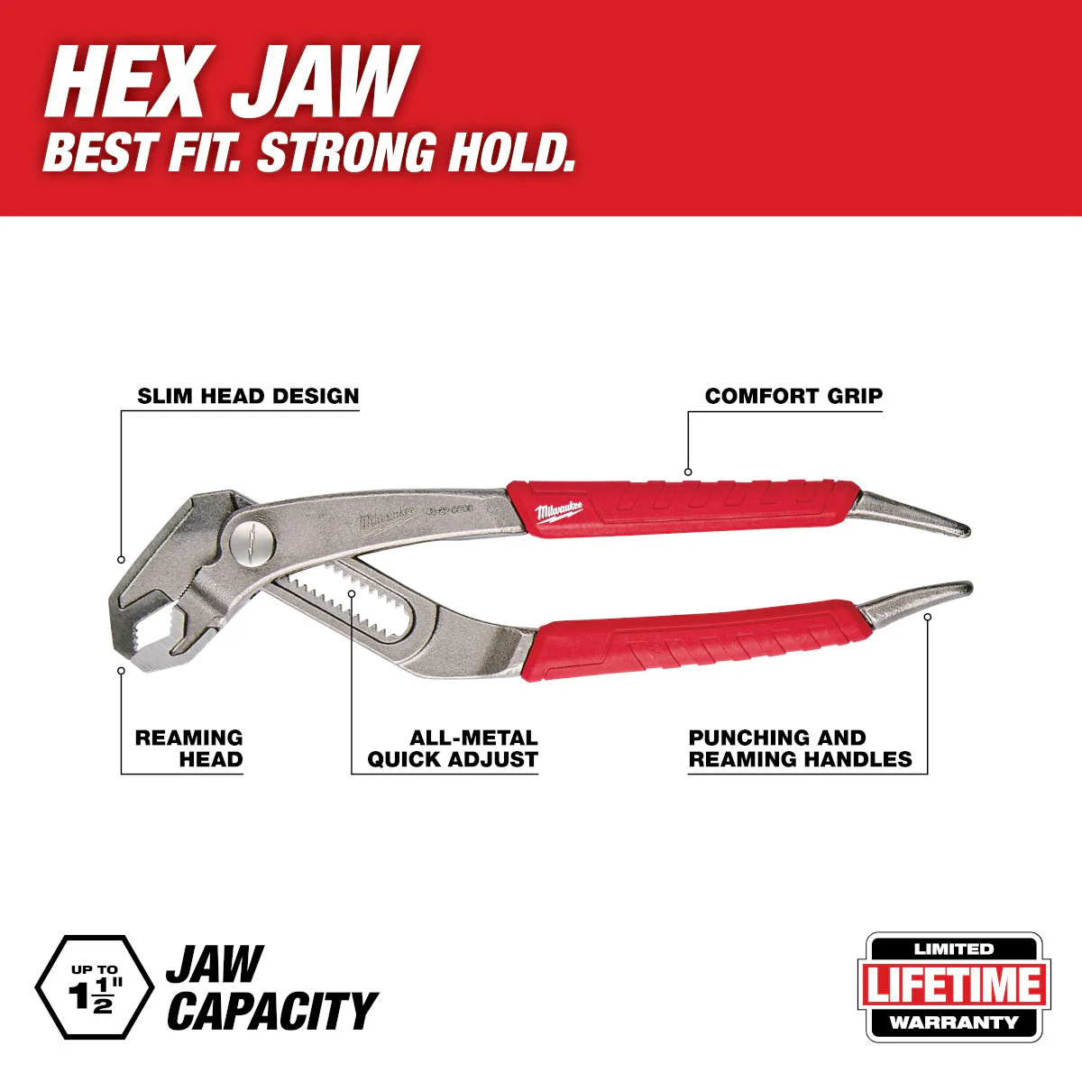 Milwaukee 8" Comfort Grip Hex-Jaw Pliers - Image 3
