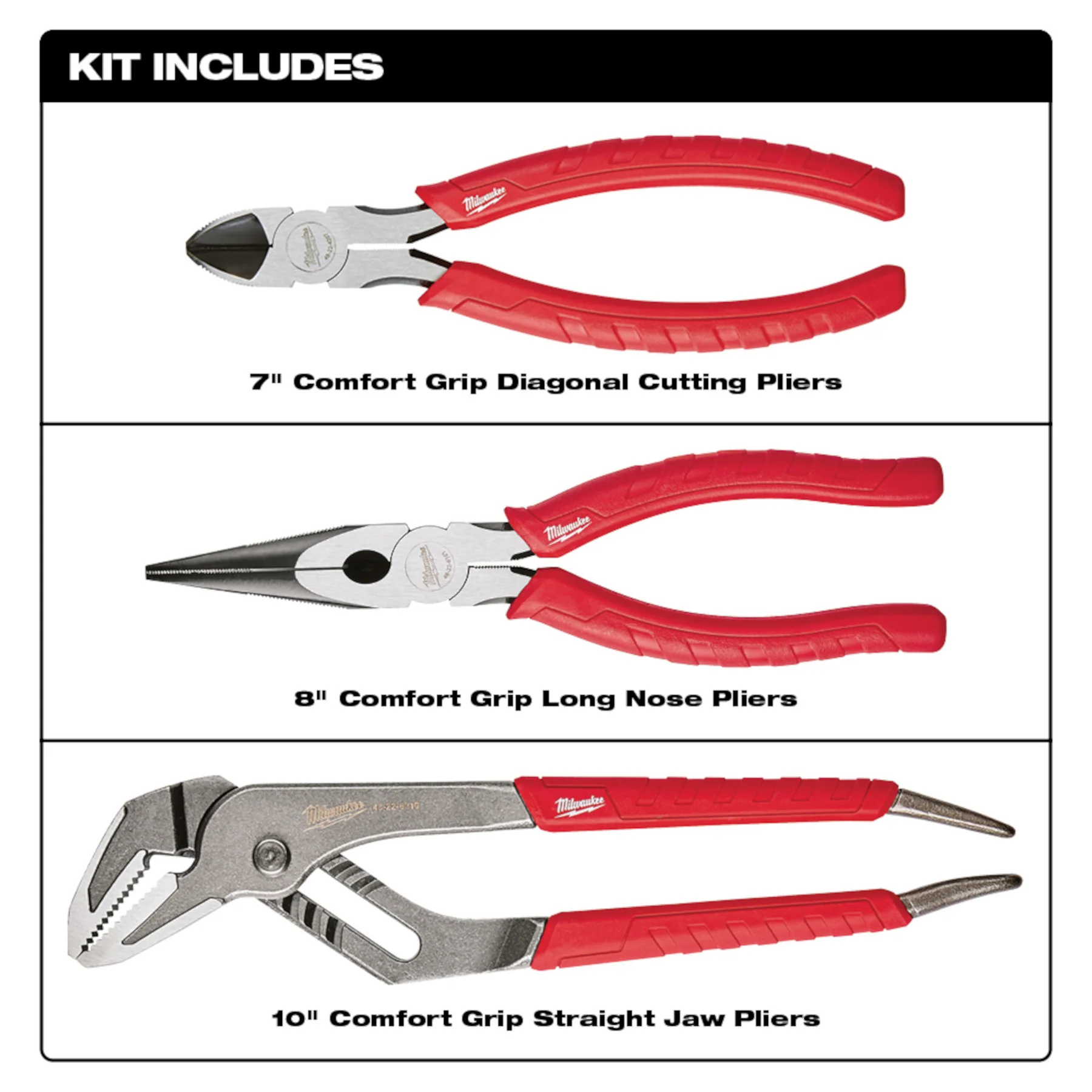Milwaukee 3 pc. Comfort Grip Pliers - Image 2