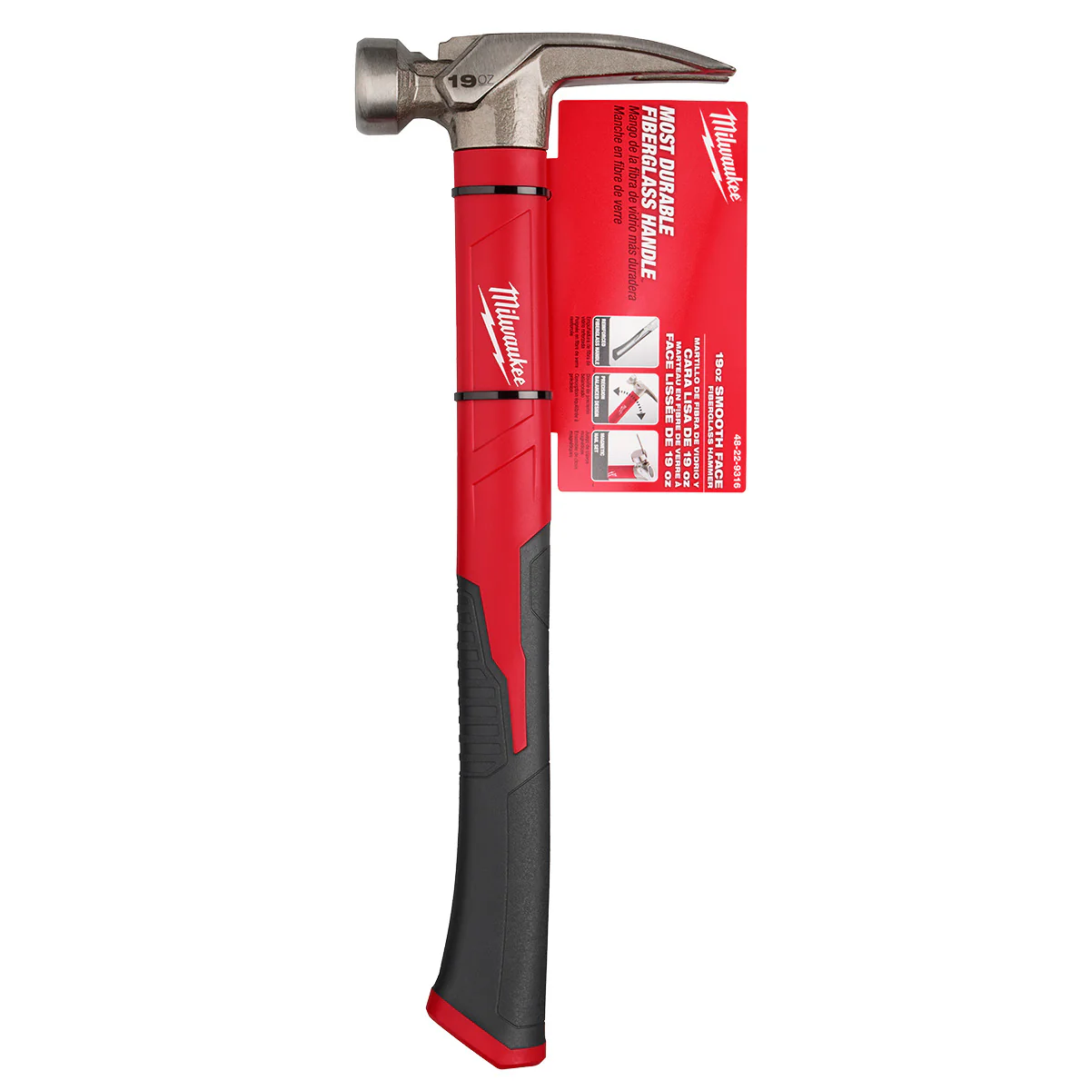 Milwaukee 19 oz. Smooth Face Poly/Fiberglass Handle Hammer - Image 8