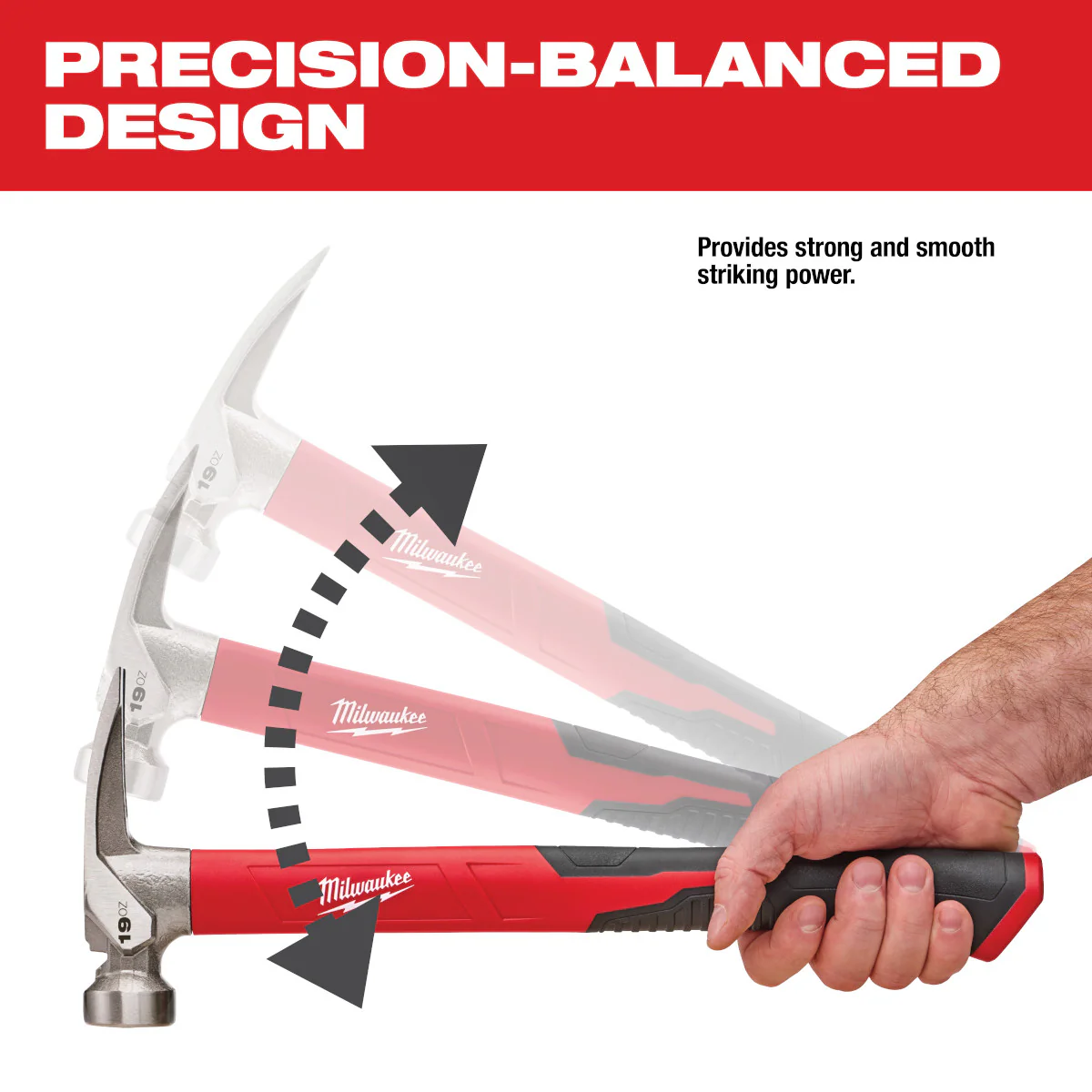 Milwaukee 19 oz. Smooth Face Poly/Fiberglass Handle Hammer - Image 9