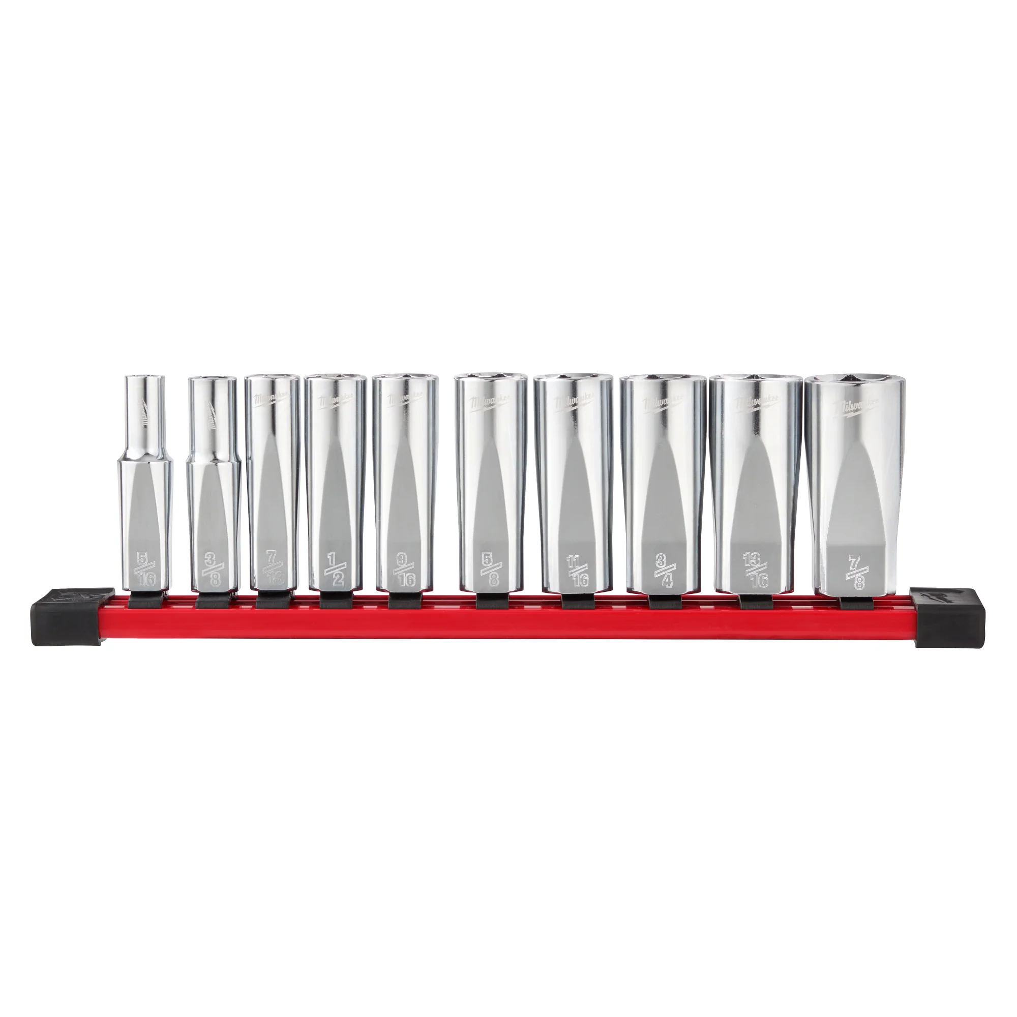 Milwaukee 10 pc. 3/8" SAE Deep Well Sockets w/ FOUR FLAT Sides