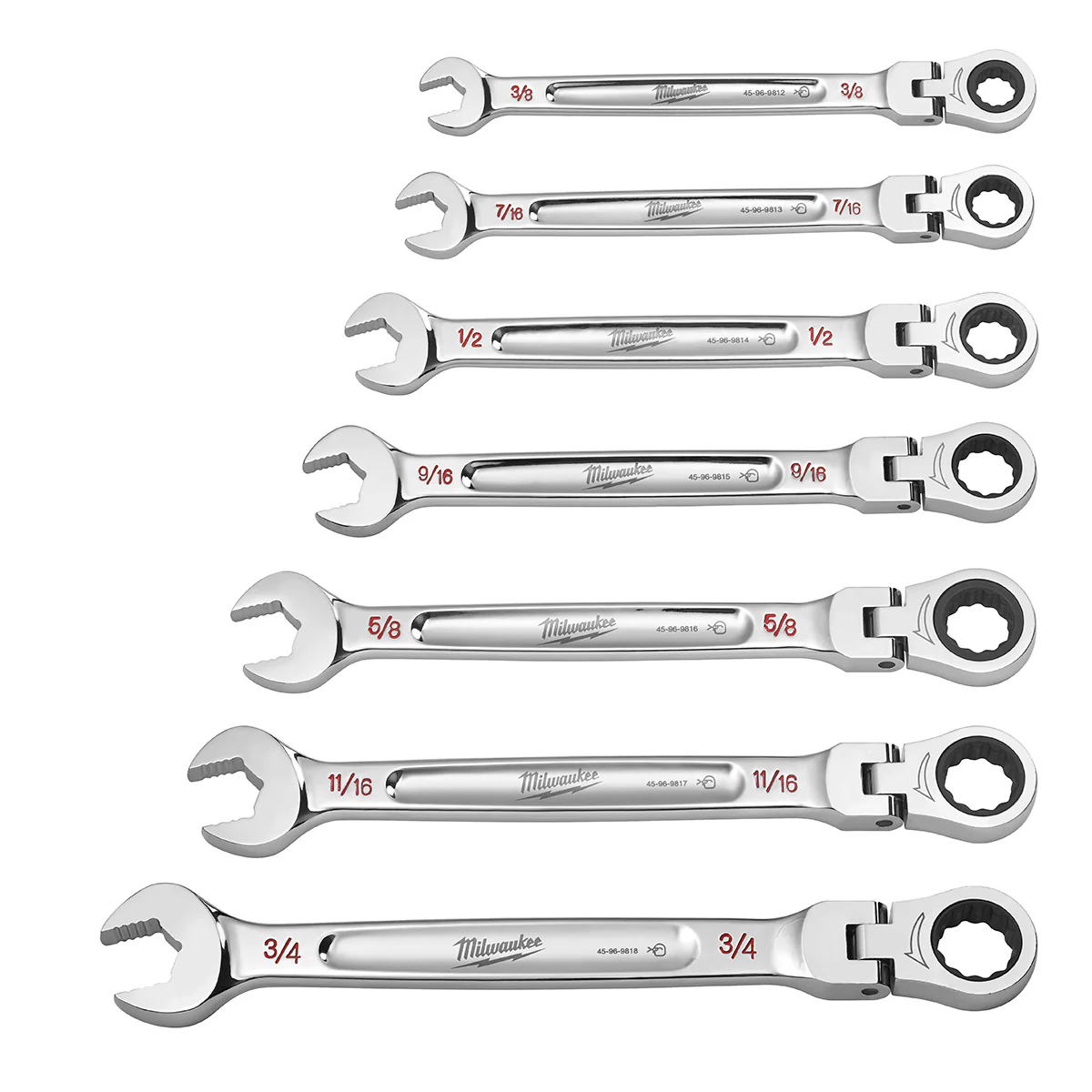 Milwaukee 7 pc. SAE Flex Head Combination Wrenches - Image 2