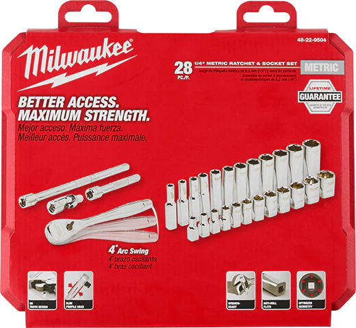 Milwaukee 1/4" Drive 28 pc. Ratchet & Socket Set - Metric - Image 9