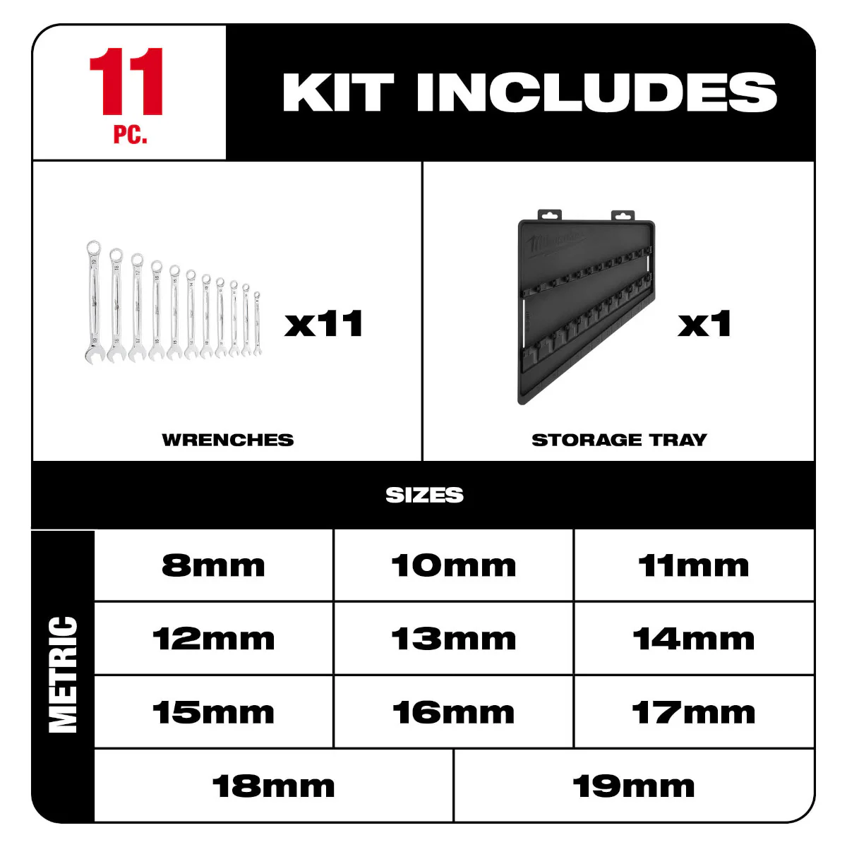 Milwaukee 11 pc. Metric Combination Wrench Set - Image 5