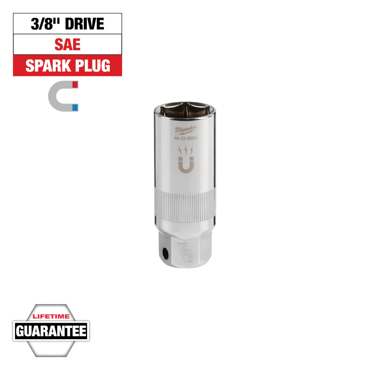 Milwaukee 3/8" Drive 13/16" Magnetic Spark Plug Socket - Image 4