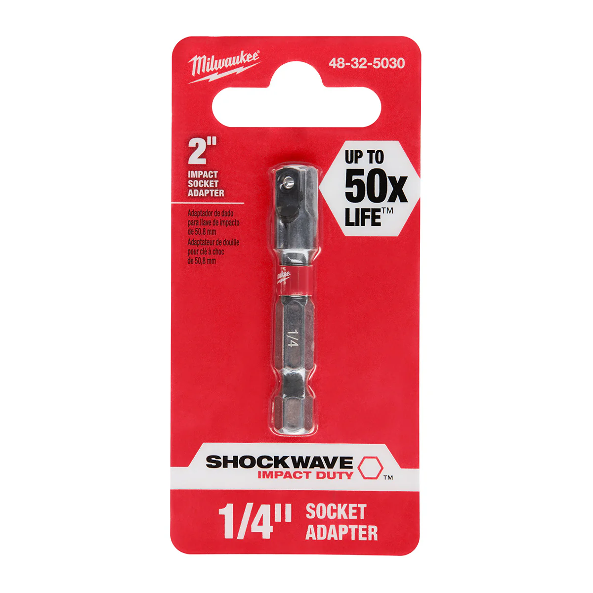Milwaukee SHOCKWAVE Impact Duty 1/4" Hex to 1/4" Square Socket Adapter - Image 3