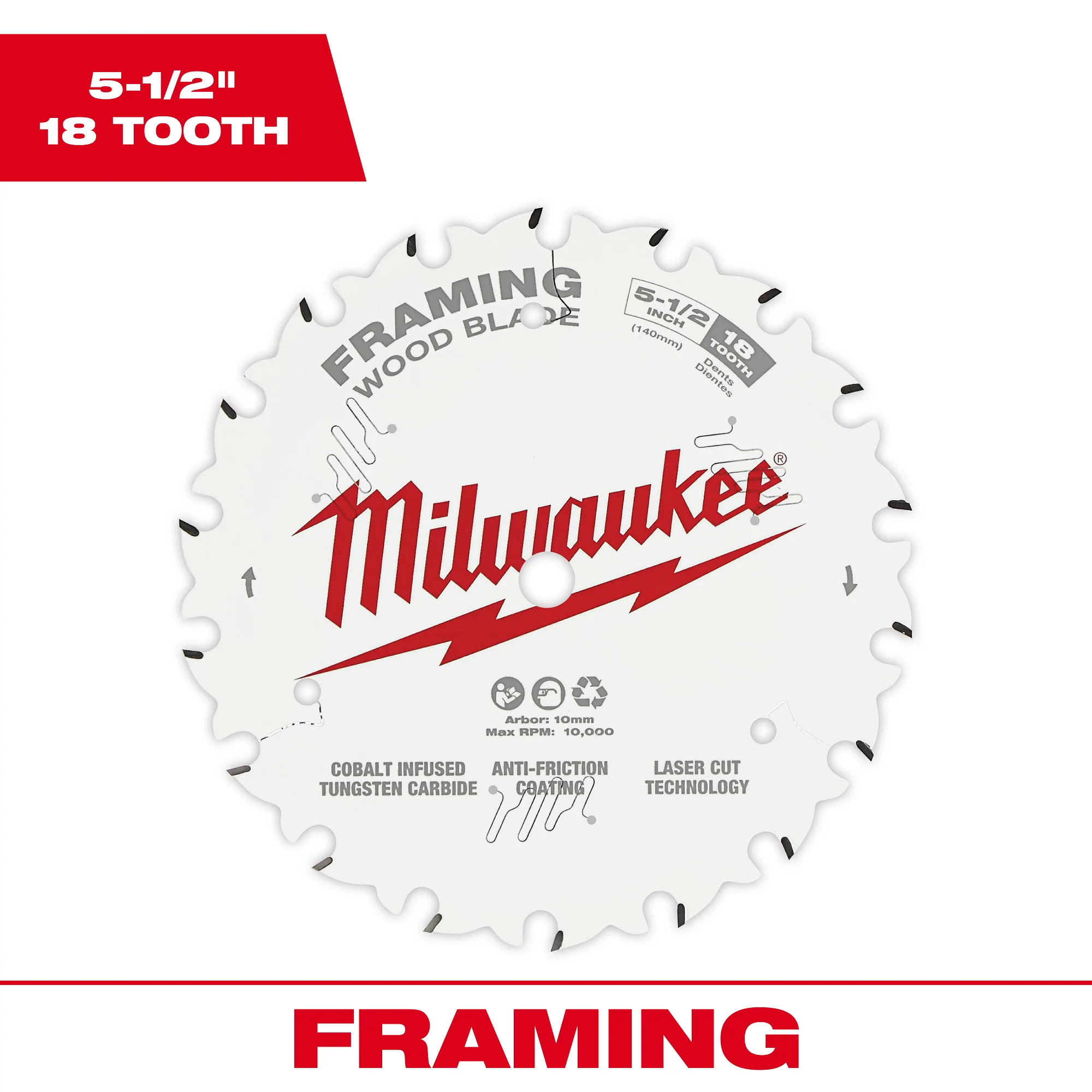 Milwaukee 5-1/2" x 18T Framing Circular Saw Blade - Image 2