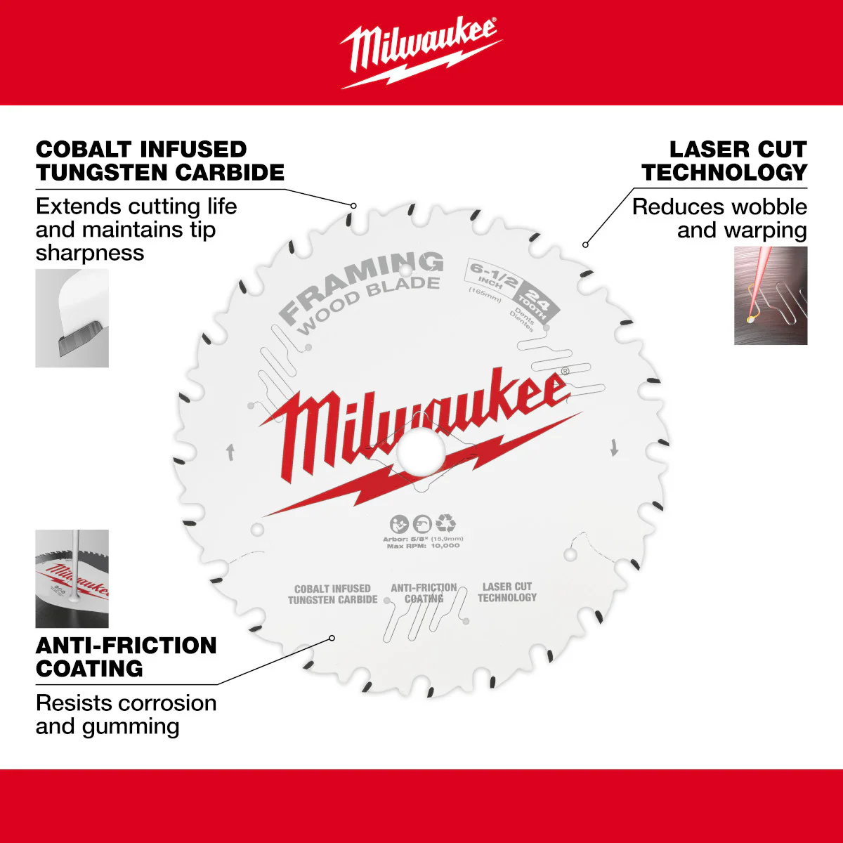 Milwaukee 2PK 6-1/2" x 24T Framing Circular Saw Blade - Image 3