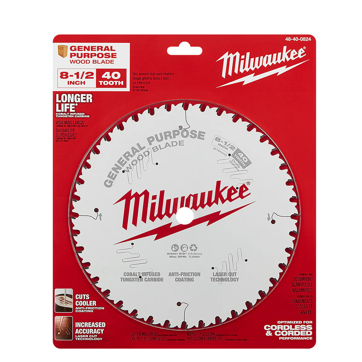 Milwaukee 8-1/2" x 40T General Purpose Circular Saw Blade - Image 4