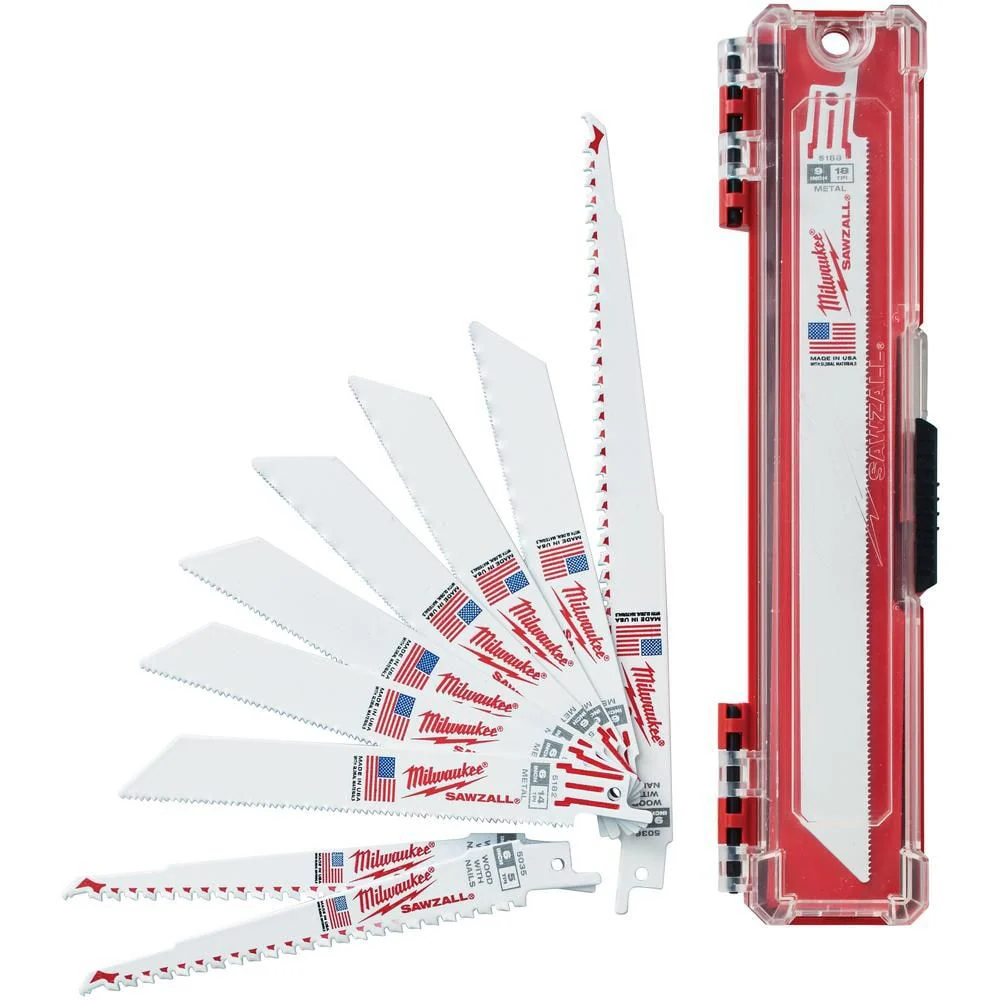 Milwaukee 10 pc. Wood/Metal Cutting Bi-Metal Reciprocating Saw Blade Set