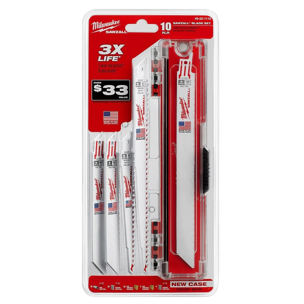 Milwaukee 10 pc. Wood/Metal Cutting Bi-Metal Reciprocating Saw Blade Set - Image 2