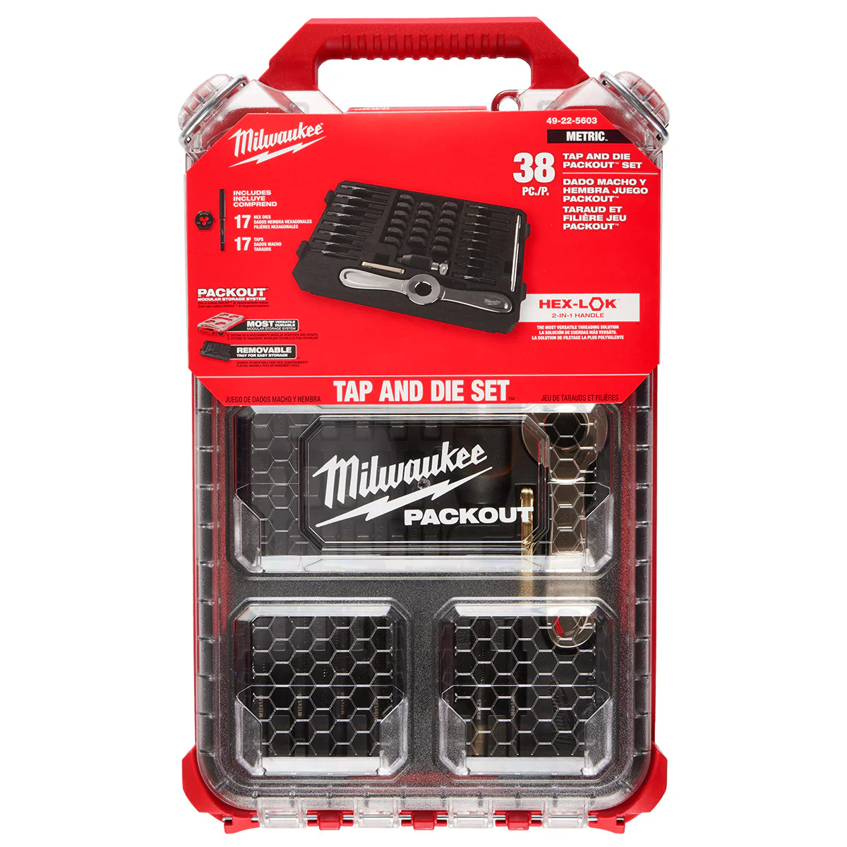 Milwaukee 38 pc. Metric Tap & Die PACKOUT Set w/ HEX-LOK 2-in-1 Handle - Image 2