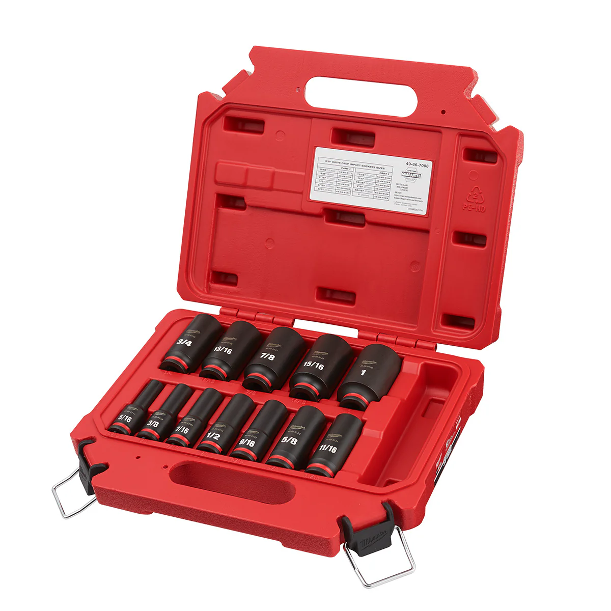 Milwaukee 12 pc. SHOCKWAVE Impact Duty 3/8" Drive SAE Deep 6 Point Socket Set - Image 2