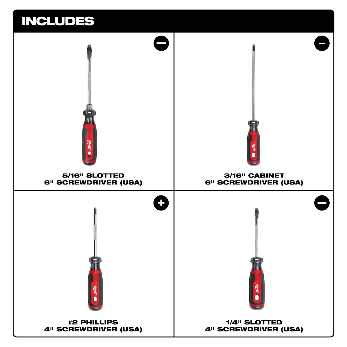 Milwaukee 4 pc. Cushion Grip Screwdriver Set (USA) - Image 3