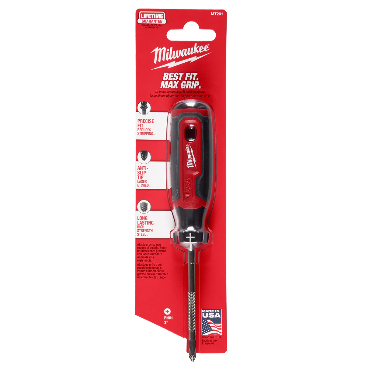 Milwaukee #1 Phillips 3" Cushion Grip Screwdriver (USA) - Image 3
