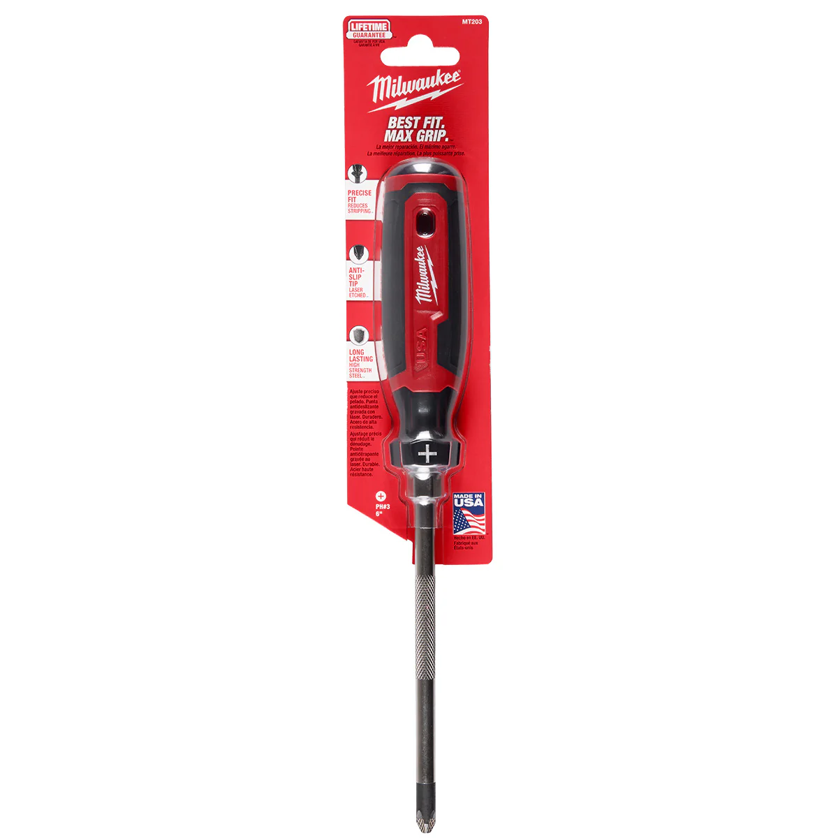 Milwaukee #3 Phillips 6" Cushion Grip Screwdriver (USA) - Image 2