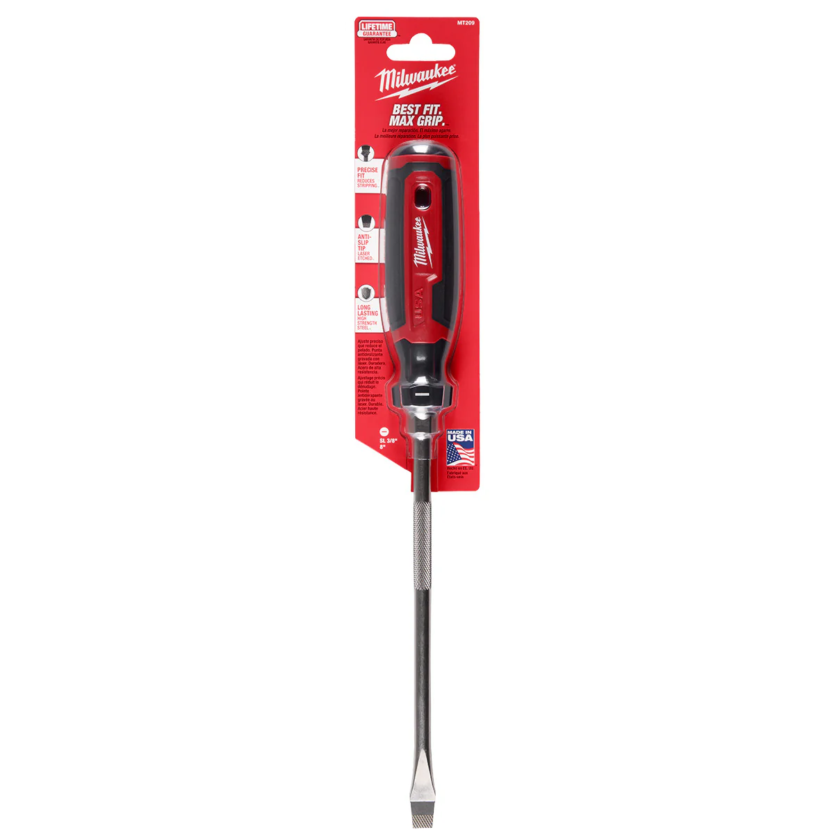 Milwaukee 3/8" Slotted 8" Cushion Grip Screwdriver (USA) - Image 7