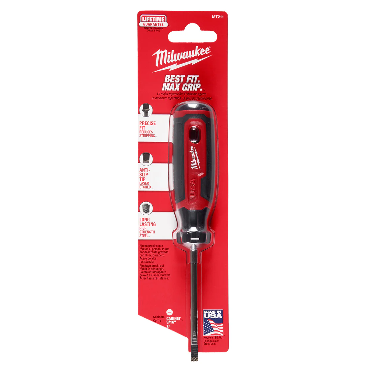Milwaukee 3/16" Cabinet 3" Cushion Grip Screwdriver (USA) - Image 6