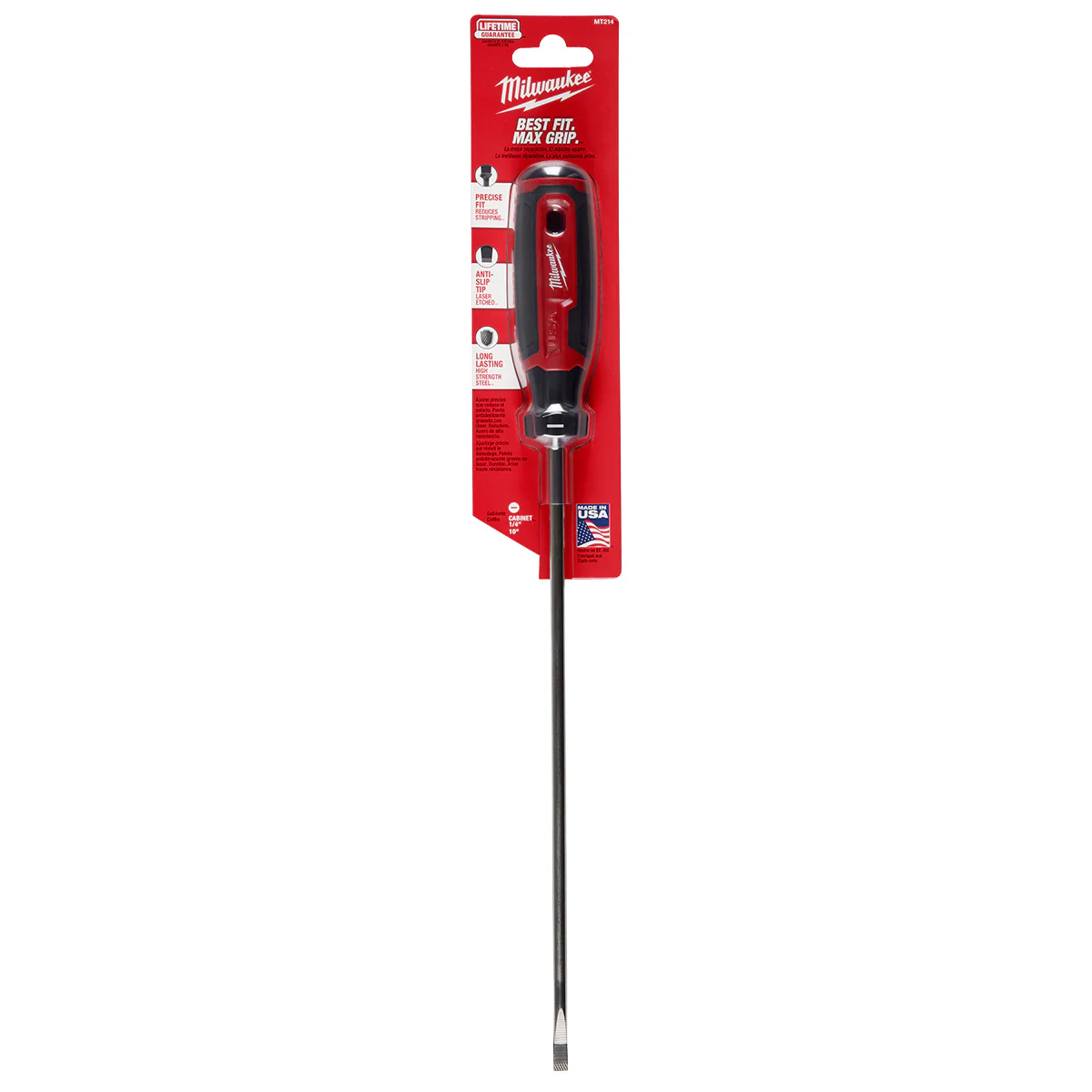 Milwaukee 1/4" Cabinet 10" Cushion Grip Screwdriver (USA) - Image 6