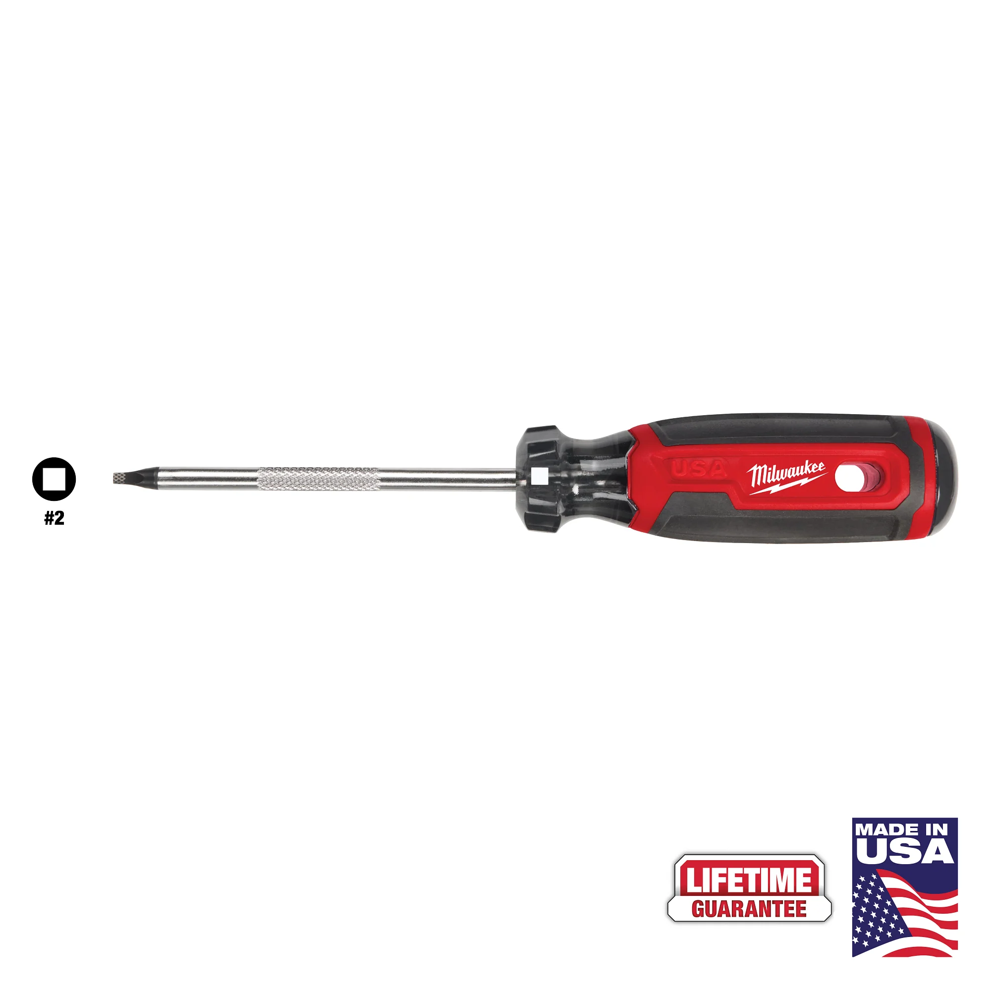Milwaukee #2 Square 4" Cushion Grip Screwdriver (USA) - Image 2