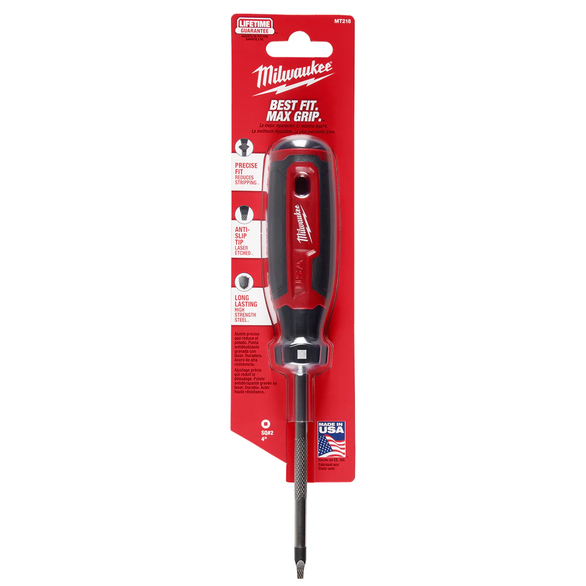 Milwaukee #2 Square 4" Cushion Grip Screwdriver (USA) - Image 9