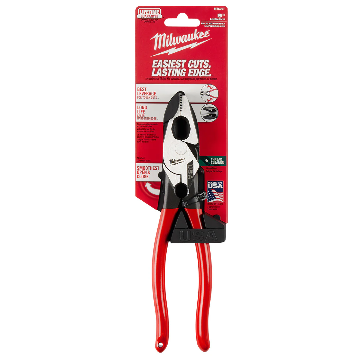 Milwaukee 9" Lineman's Dipped Grip Pliers w/ Thread Cleaner (USA) - Image 11