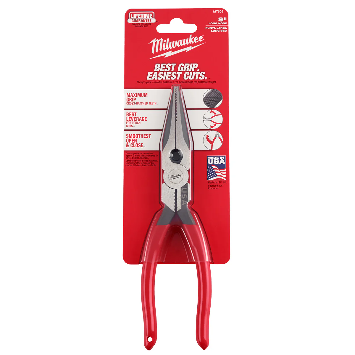 Milwaukee 8" Long Nose Dipped Grip Pliers (USA) - Image 11