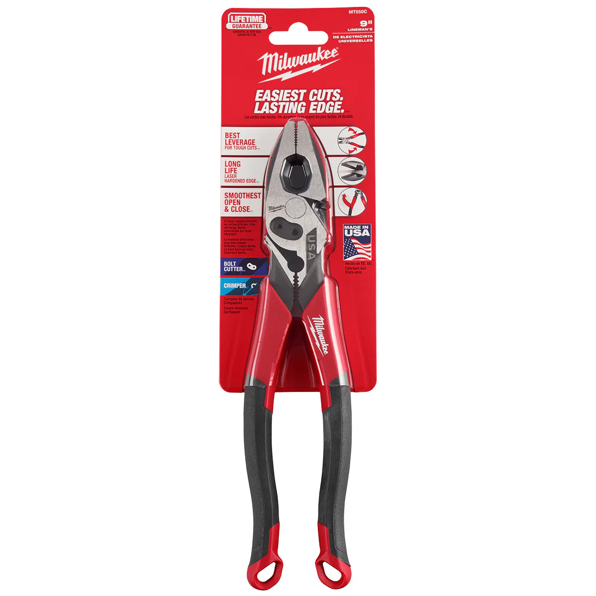 Milwaukee 9" Lineman's Comfort Grip Pliers w/ Crimper and Bolt Cutter (USA) - Image 10