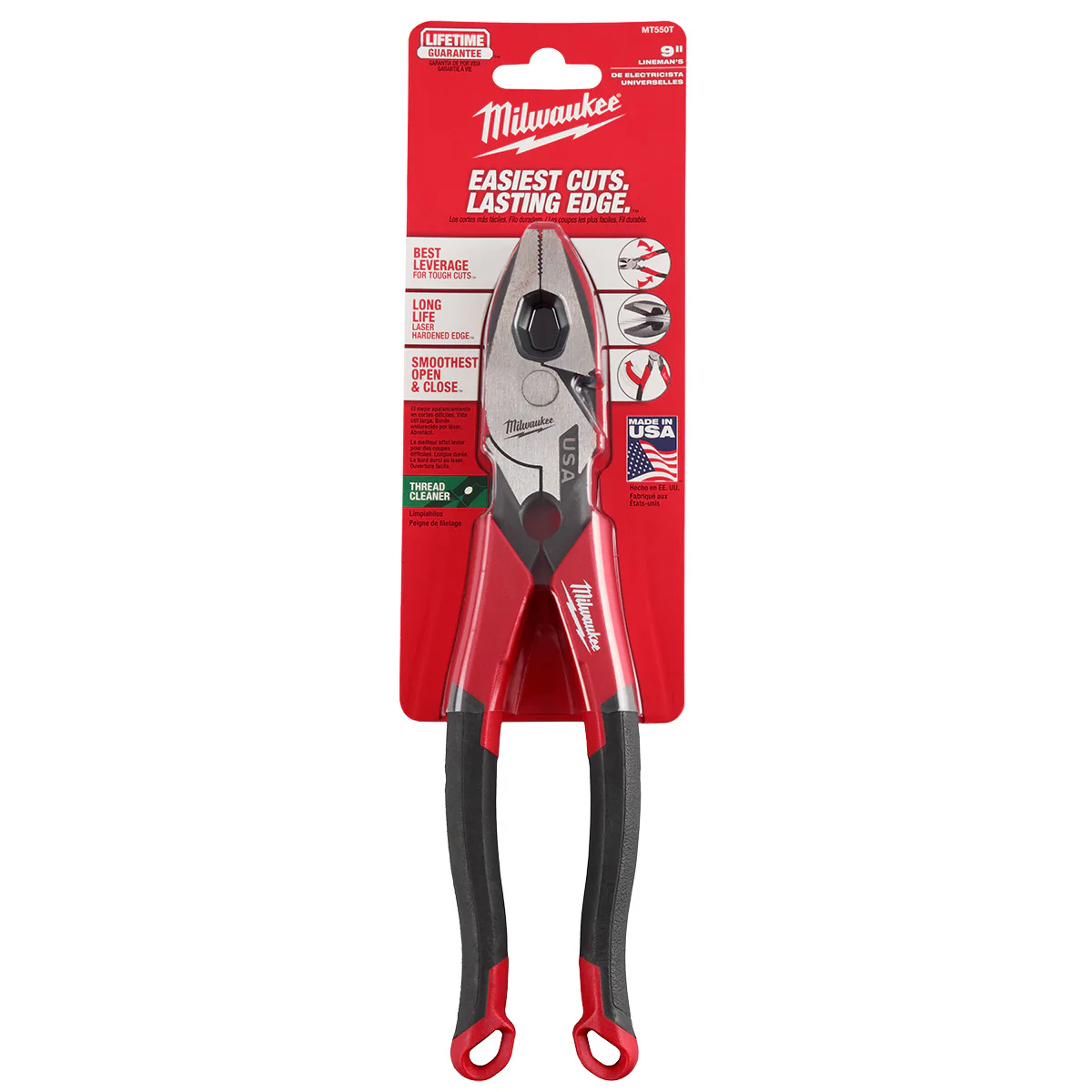 Milwaukee 9" Lineman's Comfort Grip Pliers w/ Thread Cleaner (USA) - Image 12
