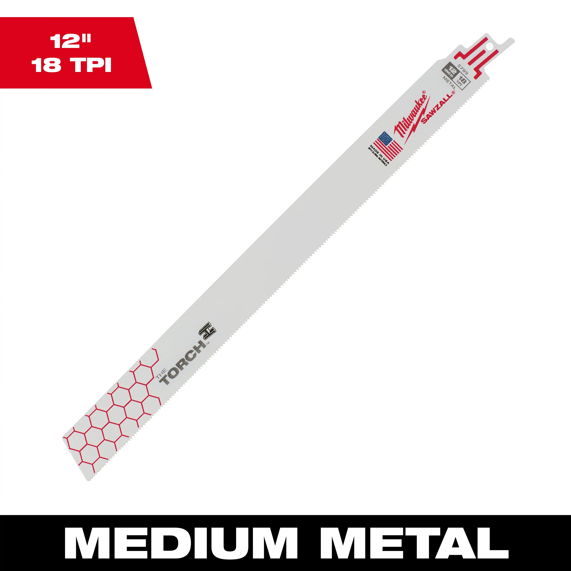 Milwaukee 18 TPI TORCH SAWZALL Blade for Medium Metal - Image 4