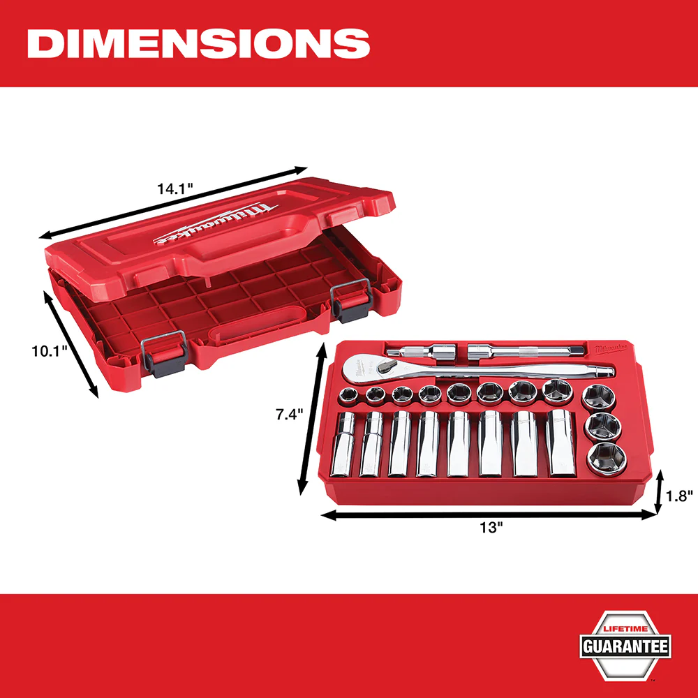 Milwaukee 22 pc. 1/2" Drive Ratchet & Socket Set - SAE - Image 4