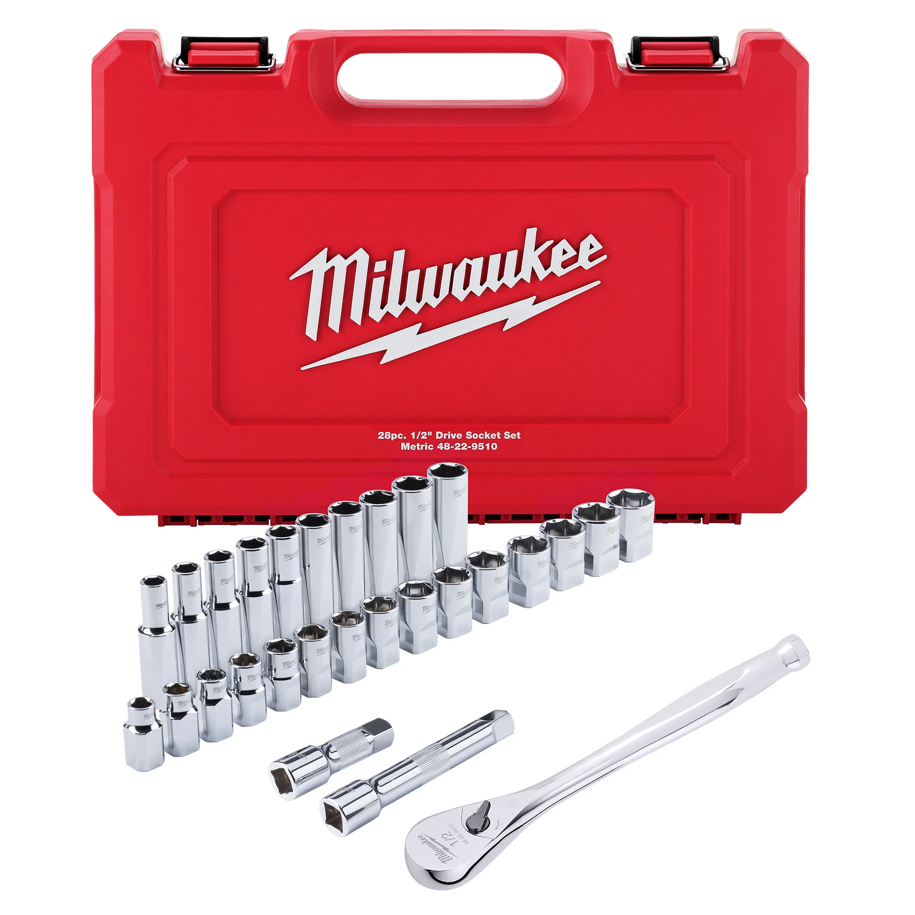 Milwaukee 28 pc. 1/2" Drive Ratchet & Socket Set - Metric