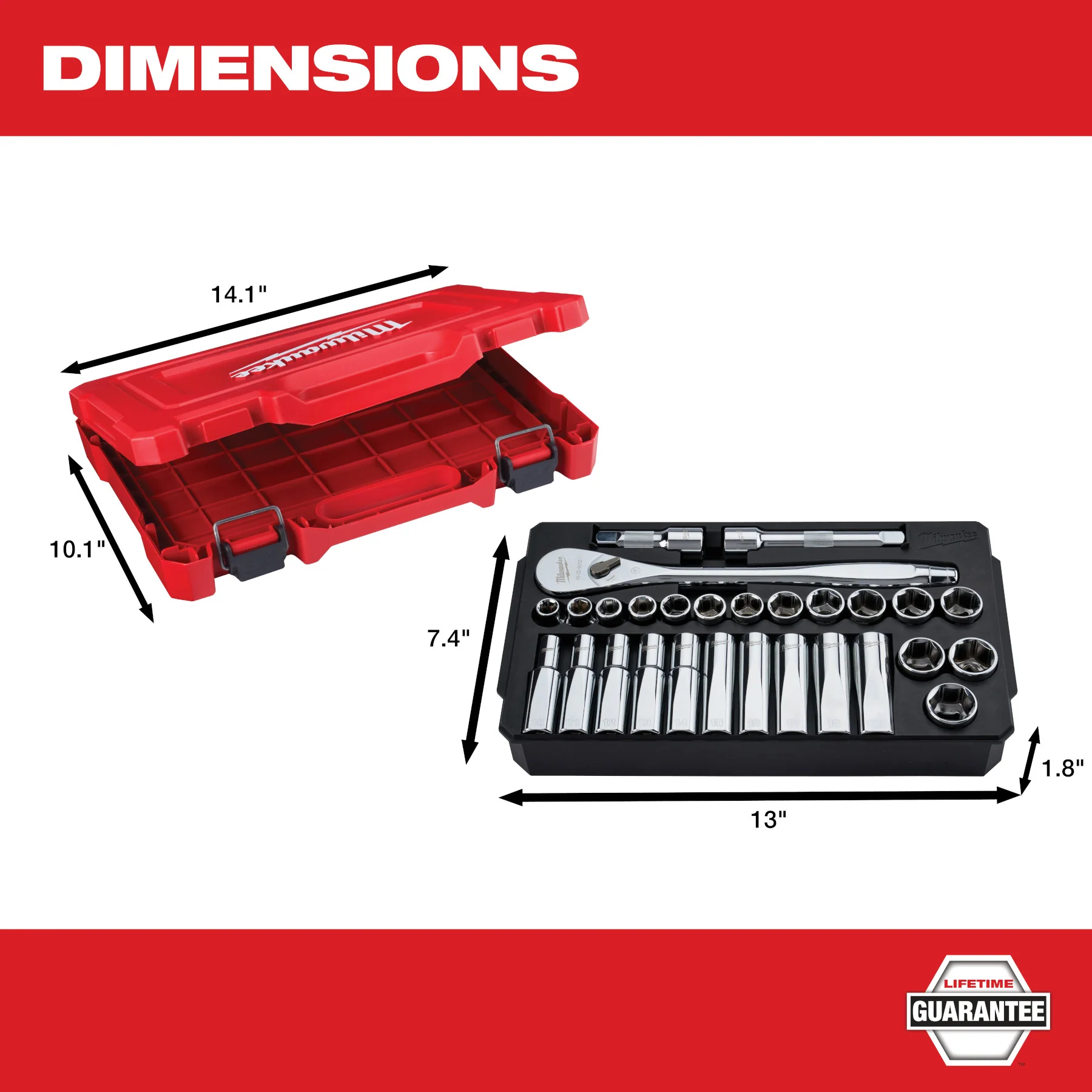 Milwaukee 28 pc. 1/2" Drive Ratchet & Socket Set - Metric - Image 8