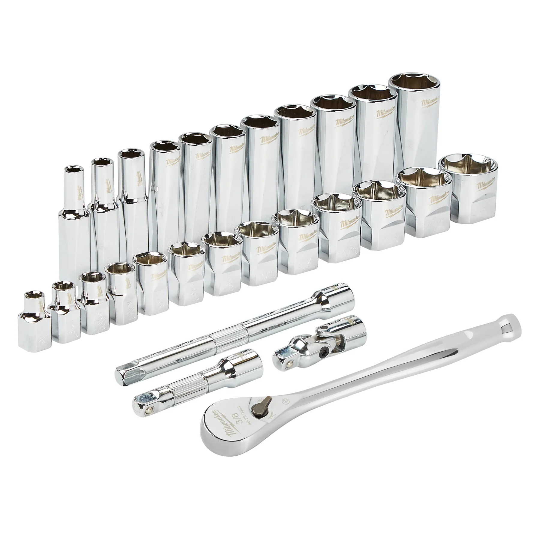 Milwaukee 28 pc. 3/8" Drive Ratchet & Socket Set - SAE - Image 2