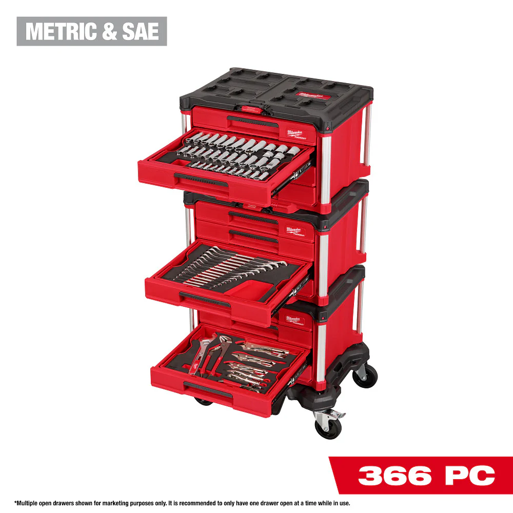Milwaukee 366 pc. Master Mechanic's Hand Tool Set w/ PACKOUT Drawers & Dolly - Image 2