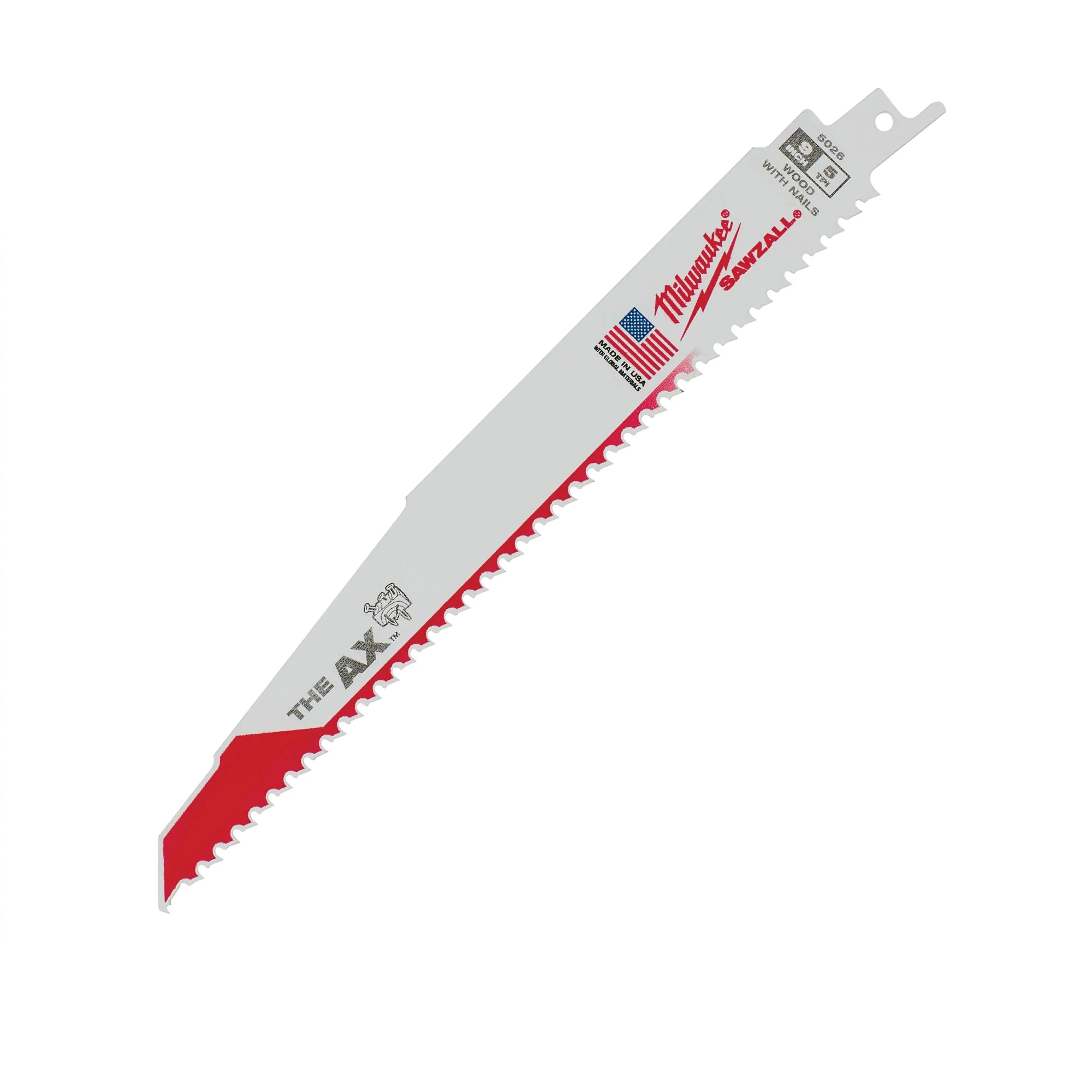 Milwaukee 5 TPI AX SAWZALL Blade for Wood w/ Nails