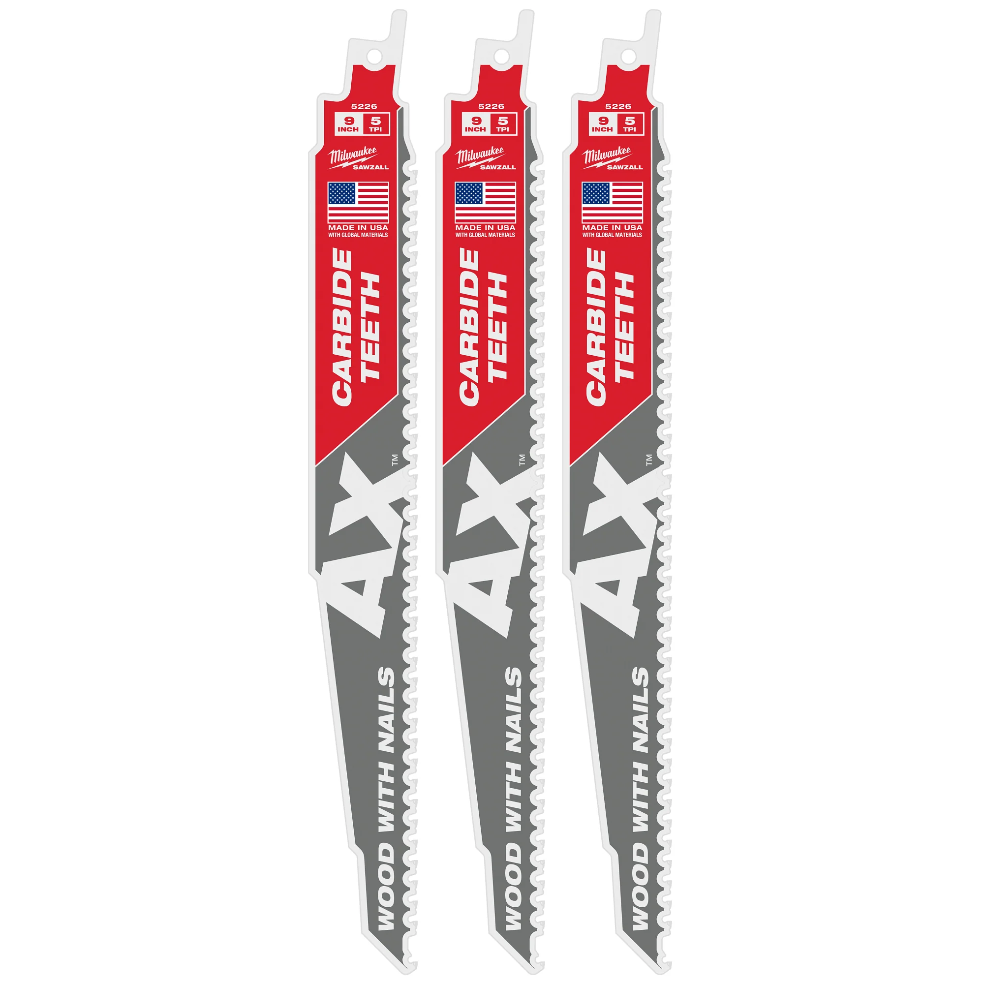 Milwaukee 5 TPI AX w/ Carbide Teeth SAWZALL Blade for Wood w/ Nails - Image 6