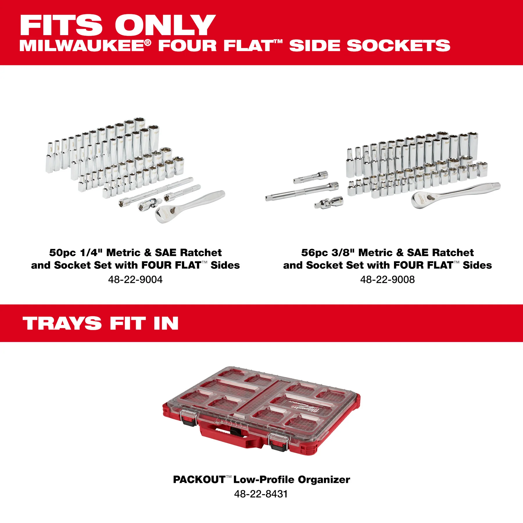 Milwaukee 50 pc. 1/4" Drive Ratchet & Socket Set - Metric & SAE - Image 14