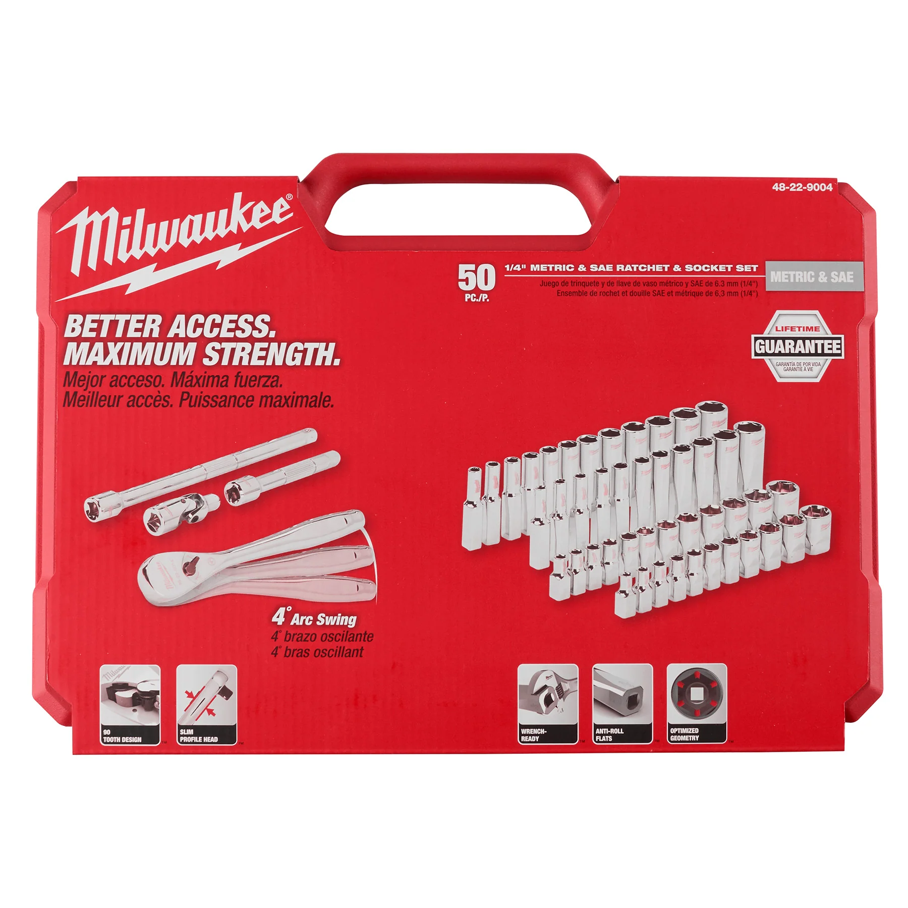 Milwaukee 50 pc. 1/4" Drive Ratchet & Socket Set - Metric & SAE - Image 8