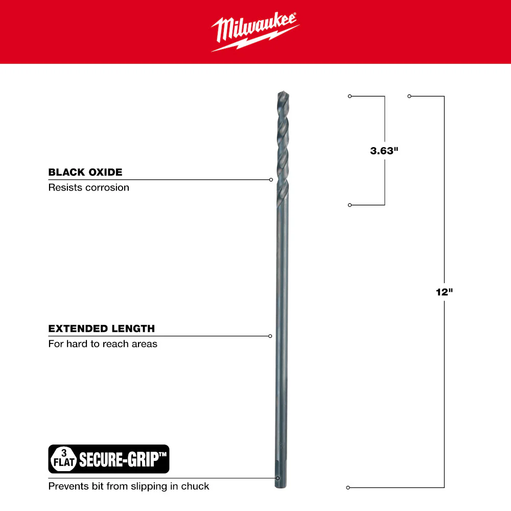 Milwaukee Aircraft Length Black Oxide Drill Bit - Image 13