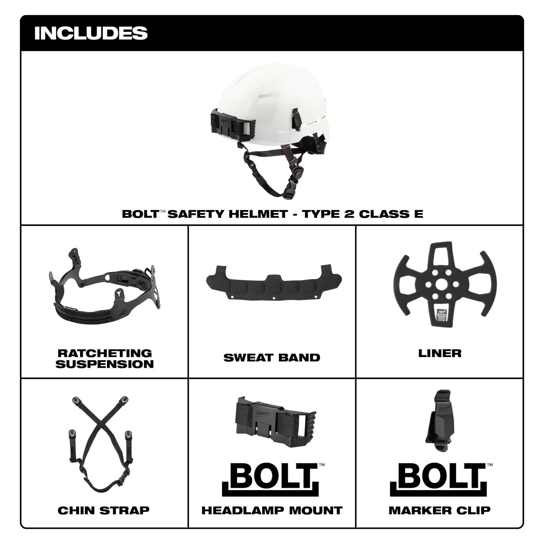 Milwaukee BOLT™ USA Type 2 Hard Hat Class E Unvented - Image 57