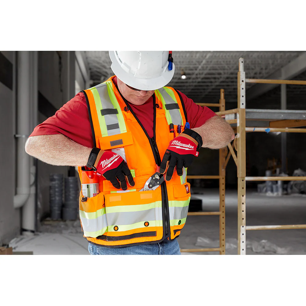 Milwaukee Class 2 Surveyor's High Visibility Orange Safety Vest - Image 3