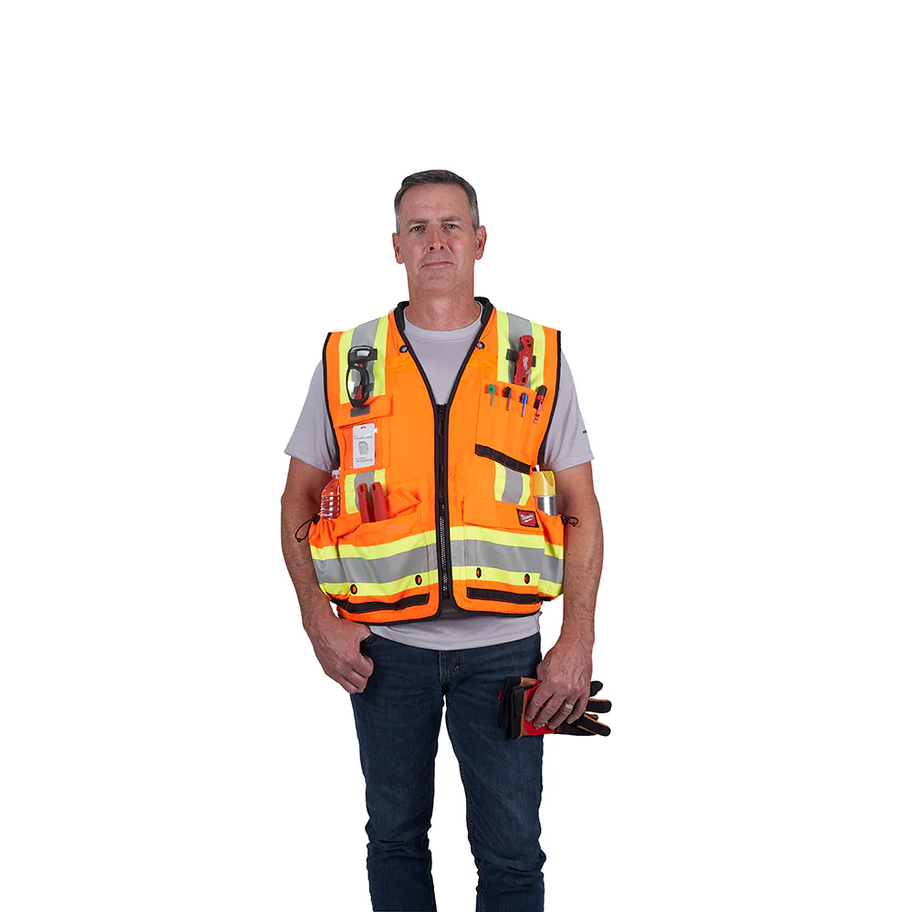 Milwaukee Class 2 Surveyor's High Visibility Orange Safety Vest - Image 7