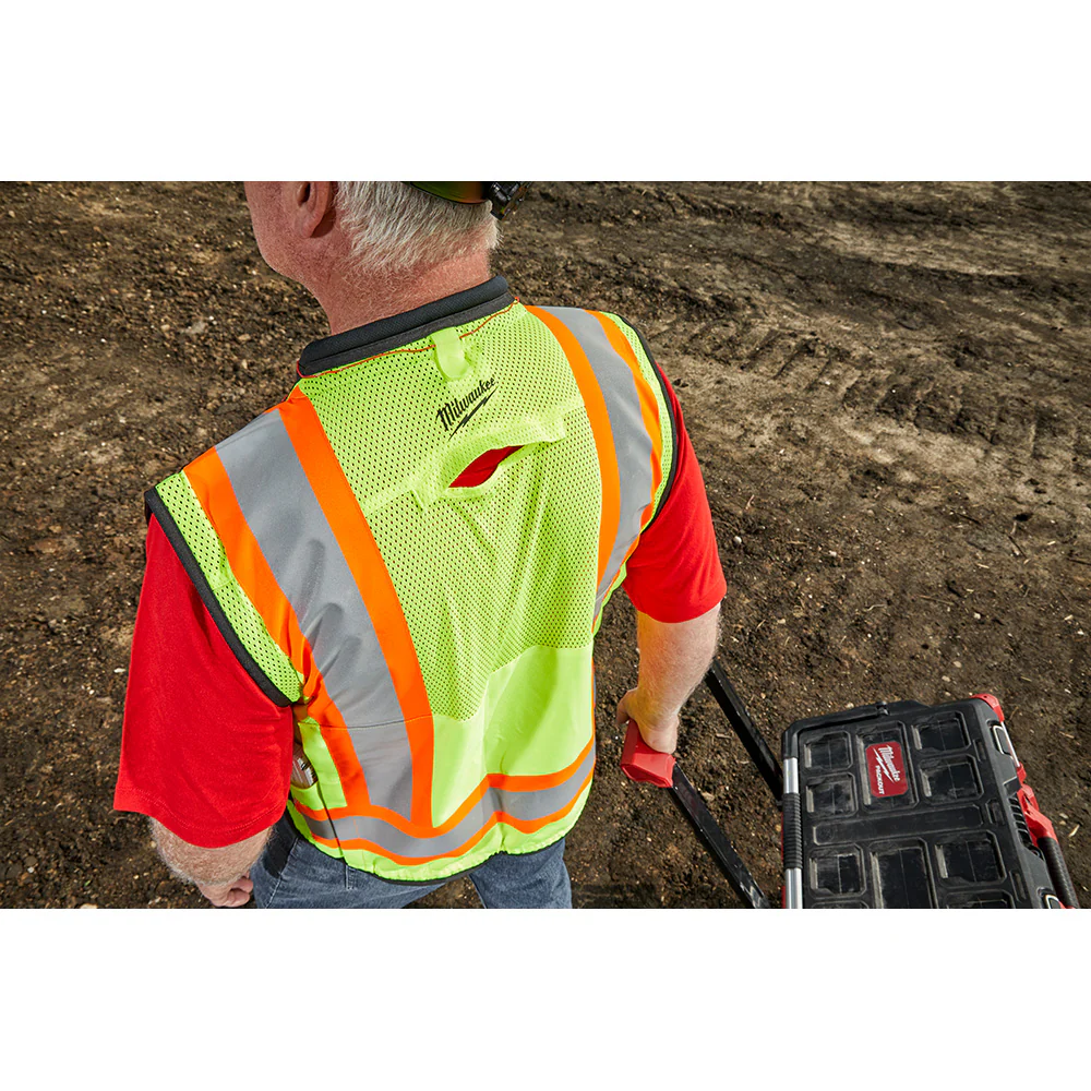 Milwaukee Class 2 Surveyor's High Visibility Safety Vest Yellow - Image 10