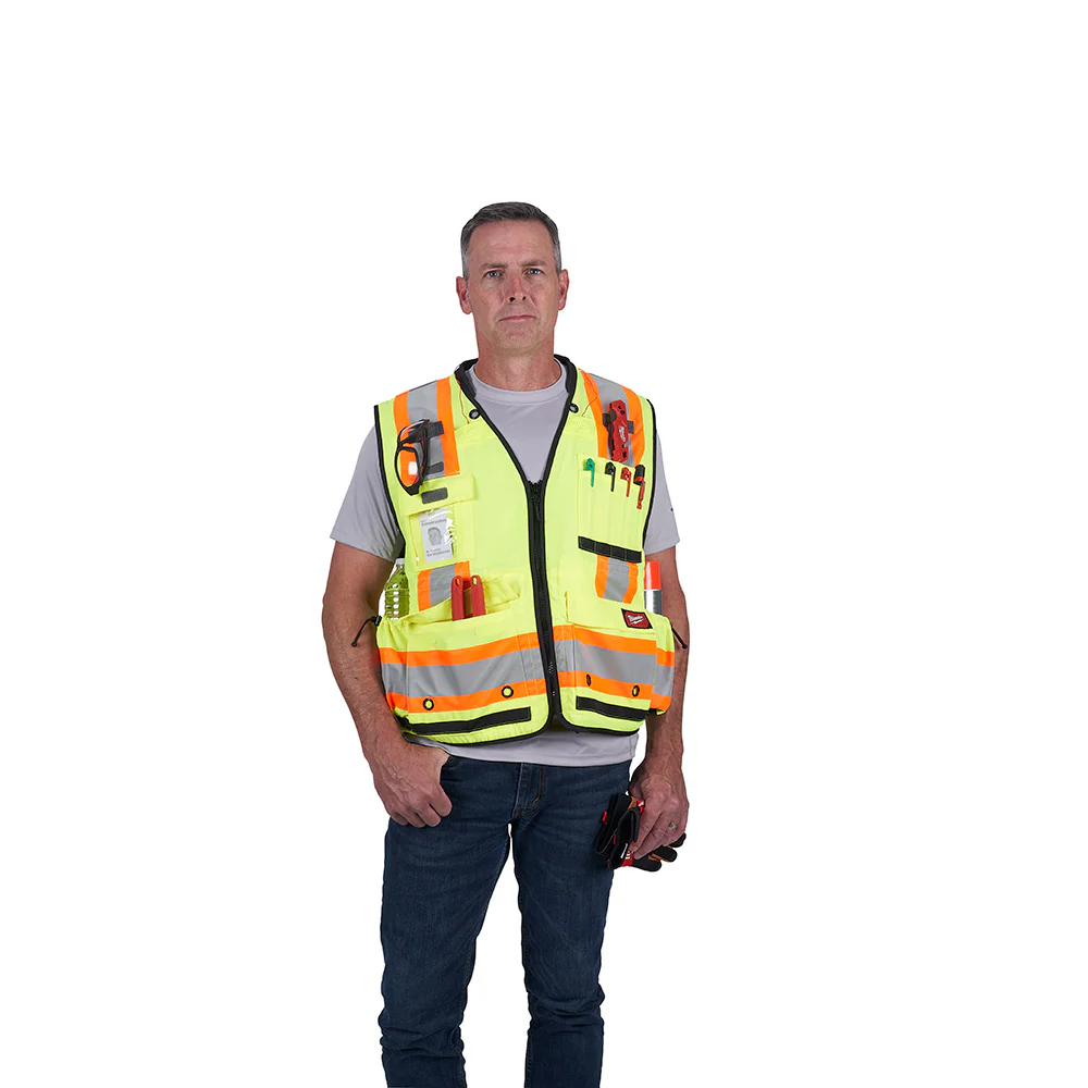 Milwaukee Class 2 Surveyor's High Visibility Safety Vest Yellow - Image 8