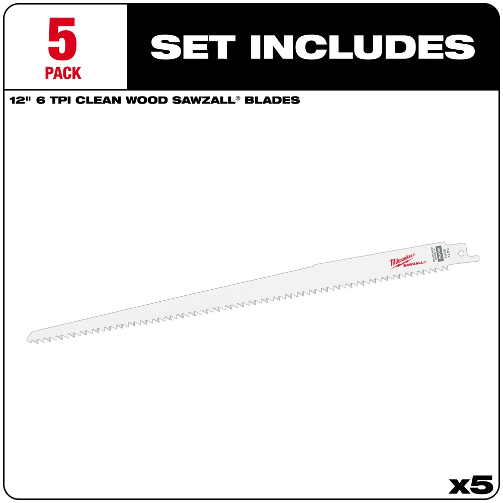 Milwaukee Clean Wood Cutting SAWZALL® Blades 5PK - Image 14