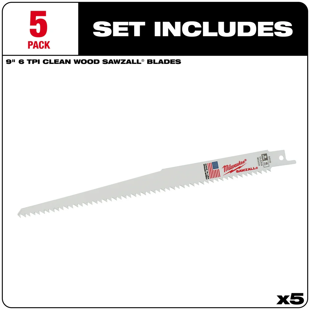 Milwaukee Clean Wood Cutting SAWZALL® Blades 5PK - Image 8