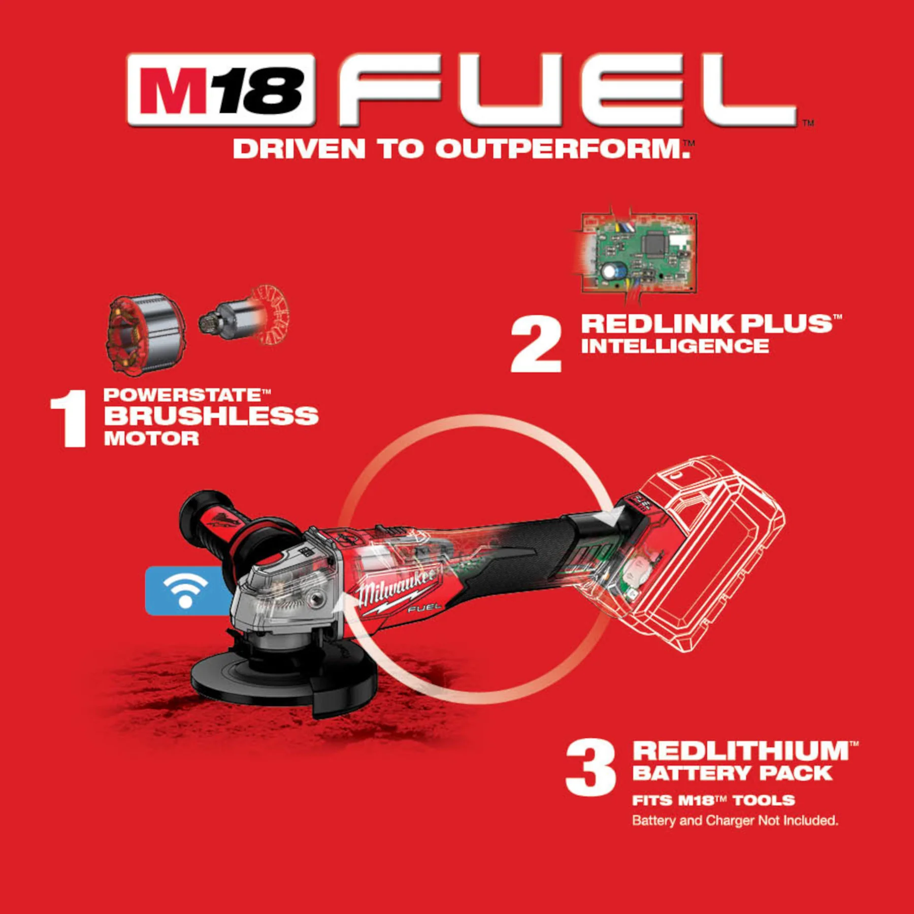 Milwaukee M18 FUEL 4-1/2"/5" Slide Switch Braking Grinder w/ ONE-KEY - Tool Only - Image 20