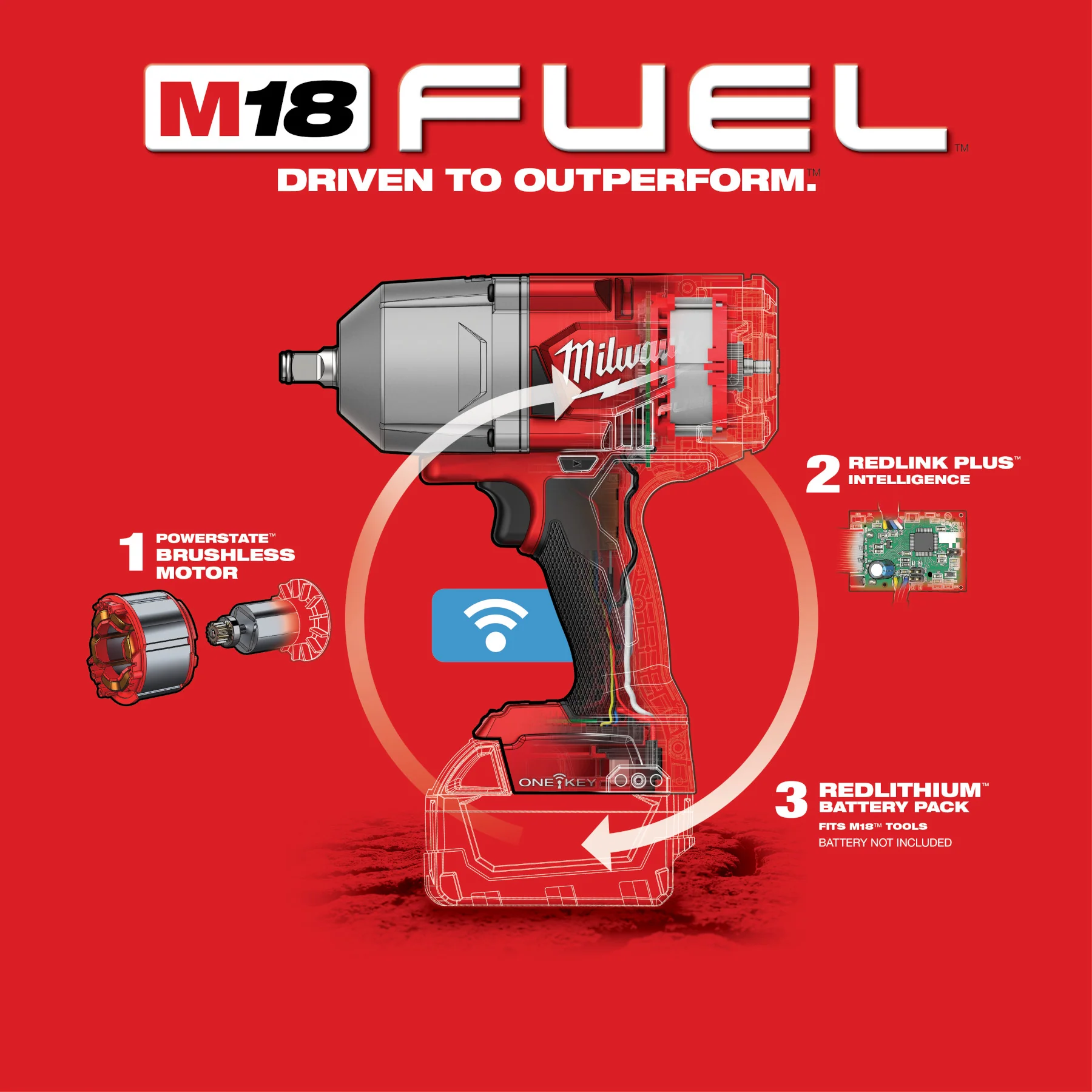 Milwaukee M18 FUEL High Torque 1/2" Impact Wrench Friction Ring w/ ONE-KEY - Tool Only - Image 11