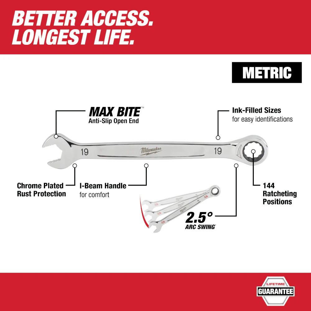 Milwaukee Metric Ratcheting Combination Wrench - Image 2